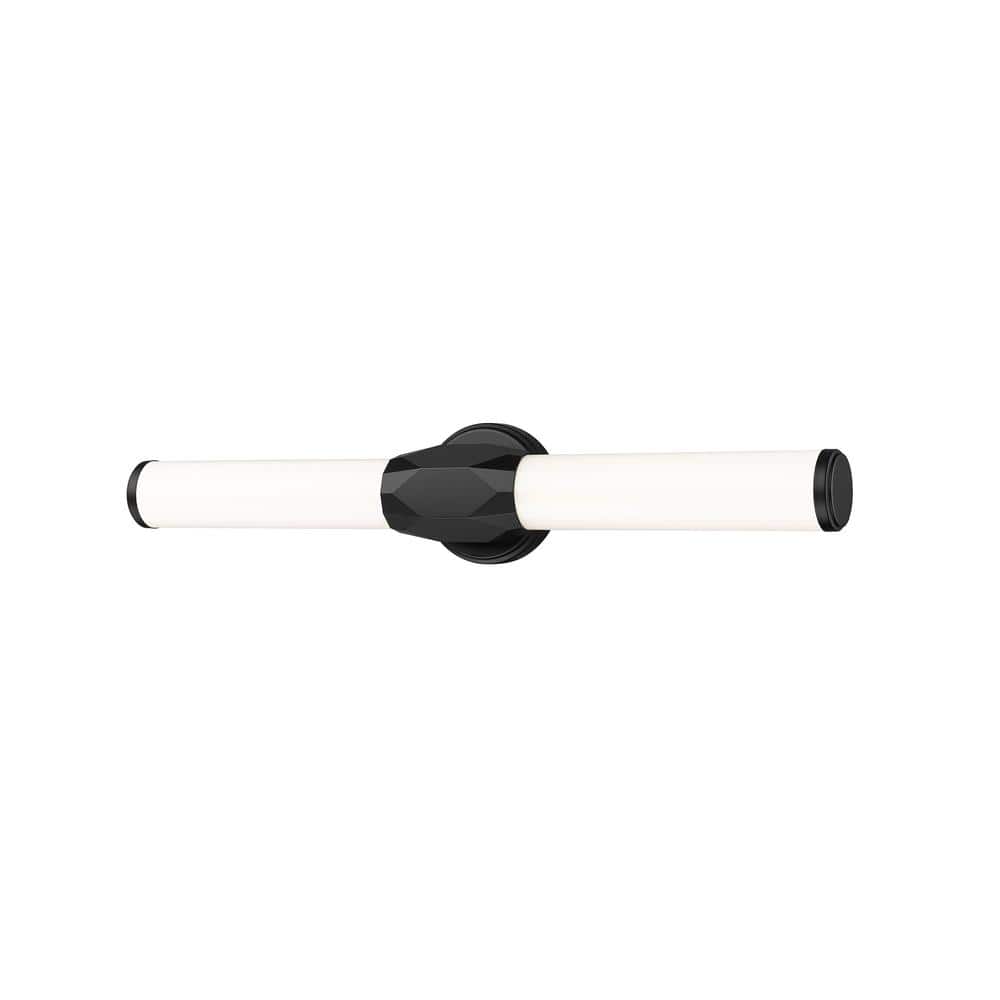 Cooper 25 in. 2-Light Matte Black Integrated LED Vanity Light with Frosted 
