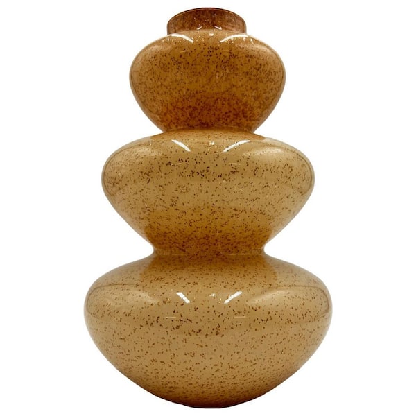 castellousa 11 in. Brown Glass Decorative Geometric Vase