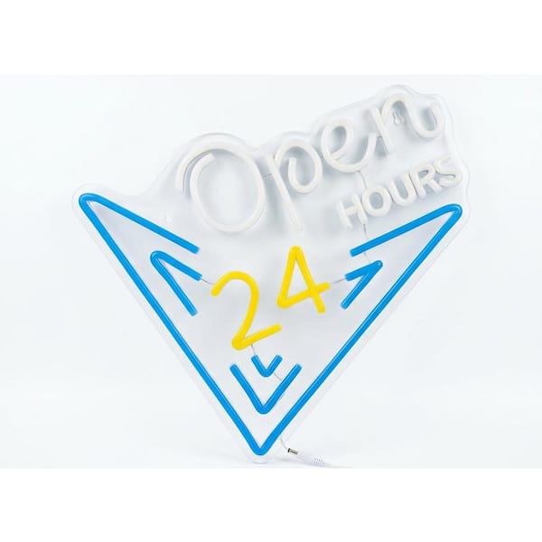 Open 24 Hours LED Neon Sign Wall Art Acrylic Tube Light for Bar Pub Coffee Shop Restaurant Store Salon Hotel