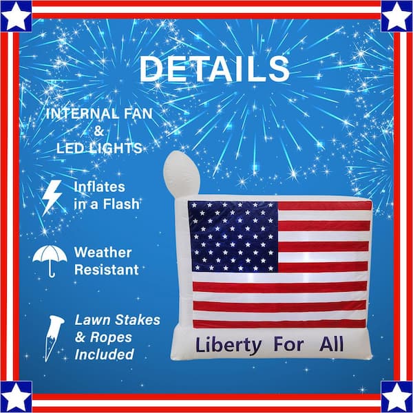 6 ft. W American Flag - Liberty for All Outdoor Blow Up Inflatable with Lights