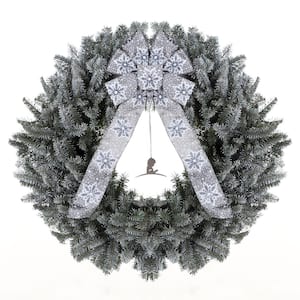 26 in. Fresh Fraser Fir Christmas Wreath with HQ White Bow and St. Jude hospital pendant