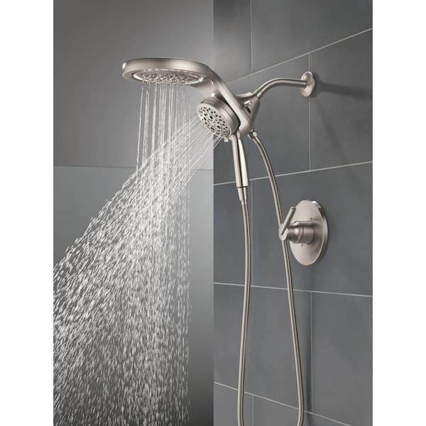 Trinsic HydroRain 5-Spray Wall Mount Dual Shower Head and Handheld Shower Head 2.5 GPM in Stainless