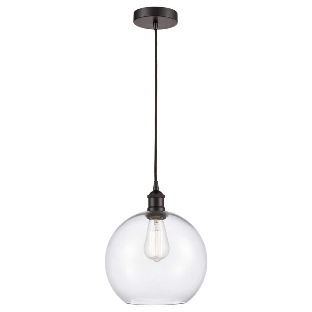 Athens 60-Watt 1-Light Oil Rubbed Bronze Standard Mini Pendant Light with Clear Glass Shade, No Bulbs Included price history on PriceWatchPro