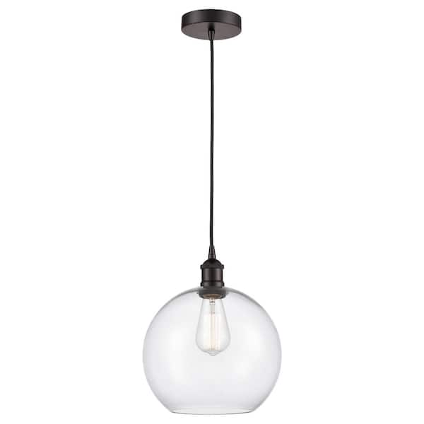 Athens 60-Watt 1-Light Oil Rubbed Bronze Standard Mini Pendant Light with Clear Glass Shade, No Bulbs Included