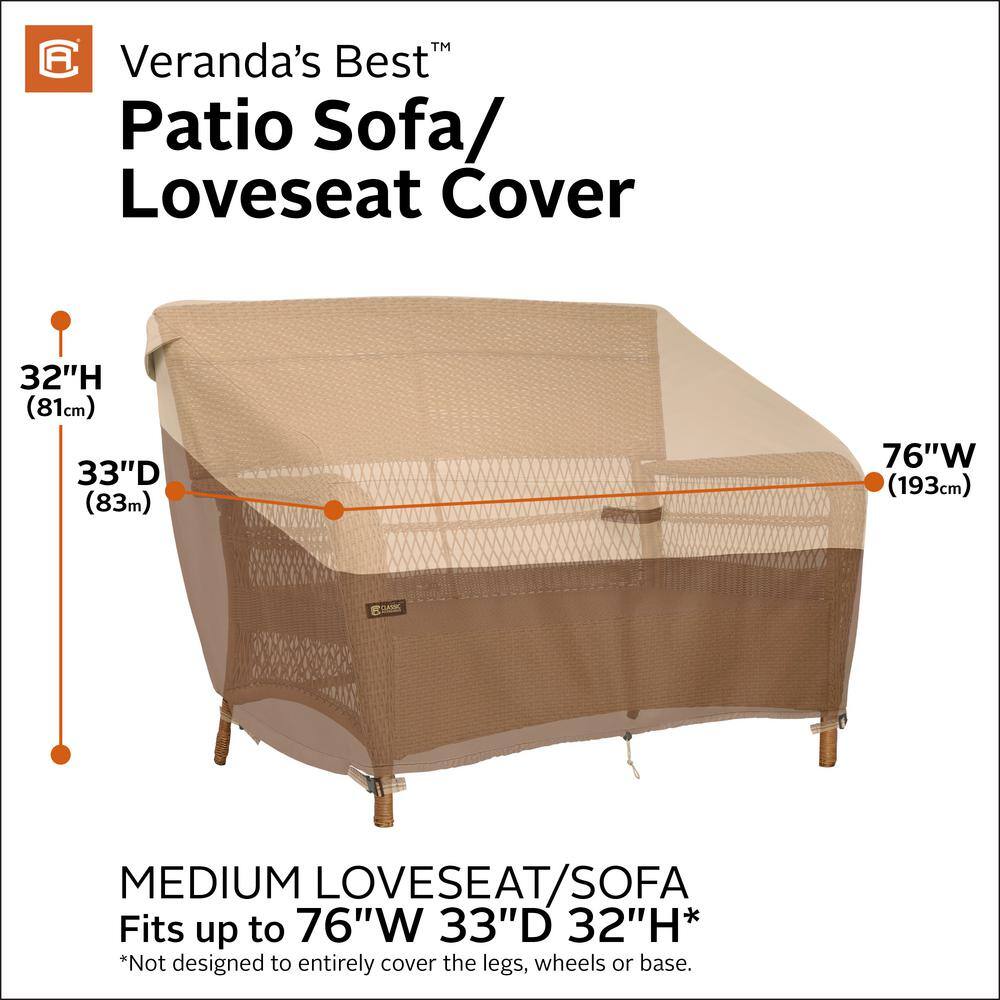 Veranda's Best Beige and Brown Waterproof Patio Sofa Cover