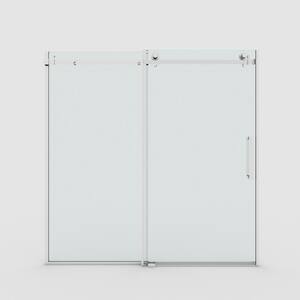 60 in. W. x 60 in. H Sliding Semi Frameless Tub Door in Chrome Finish with Clear Glass