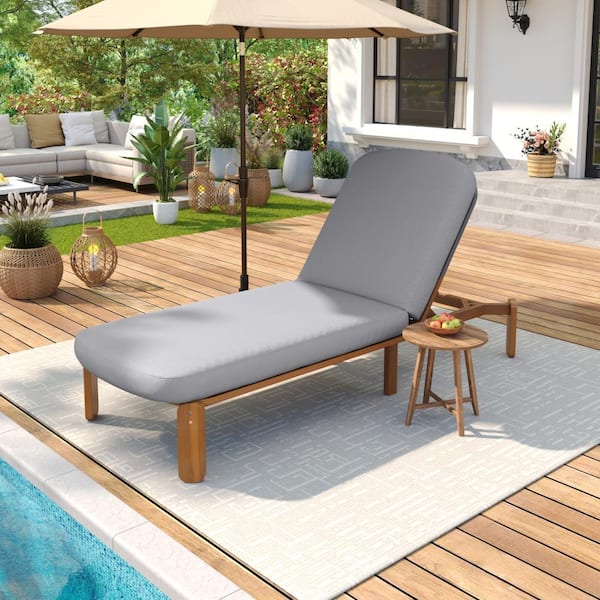 Grey Adjustable Lounge Chair with Adjustable Backrest for Patio Poolside or Beach