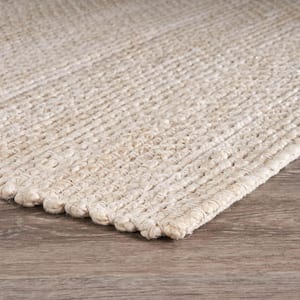 Ivory 5 ft. x 7 ft. 9 in. Jute Blend Braided LR81437 Indoor Area Rug