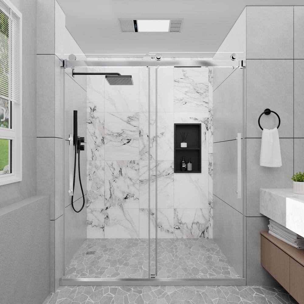 56 in.-60 in. W x 76 in. H Sliding Frameless Shower Door in Oil Rubbed Bronze with Tempered Clear Glass price history on PriceWatchPro