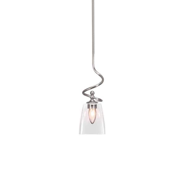 Unbranded Royale 100 W 1-Light Brushed Nickel Standard Mini Pendant Light with Glass Shade