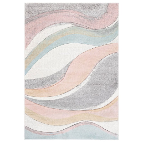 Hollywood 4 ft. x 6 ft. Gray/Pink Abstract Area Rug