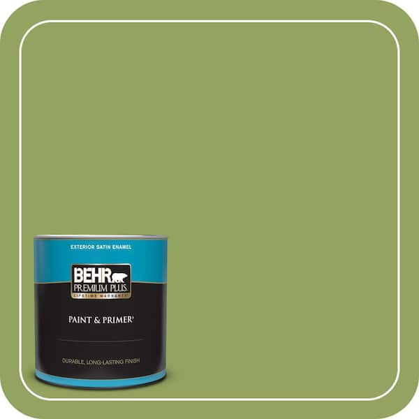 BEHR PREMIUM PLUS 1 qt. Home Decorators Collection #HDC-MD-15 Zesty Apple Satin Enamel Exterior Paint & Primer