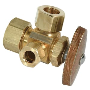 1/2 in. Nominal Compression Inlet x 1/2 in. O.D. Compression x 3/8 in. O.D. Compression Dual Outlet Multi-Turn Valve