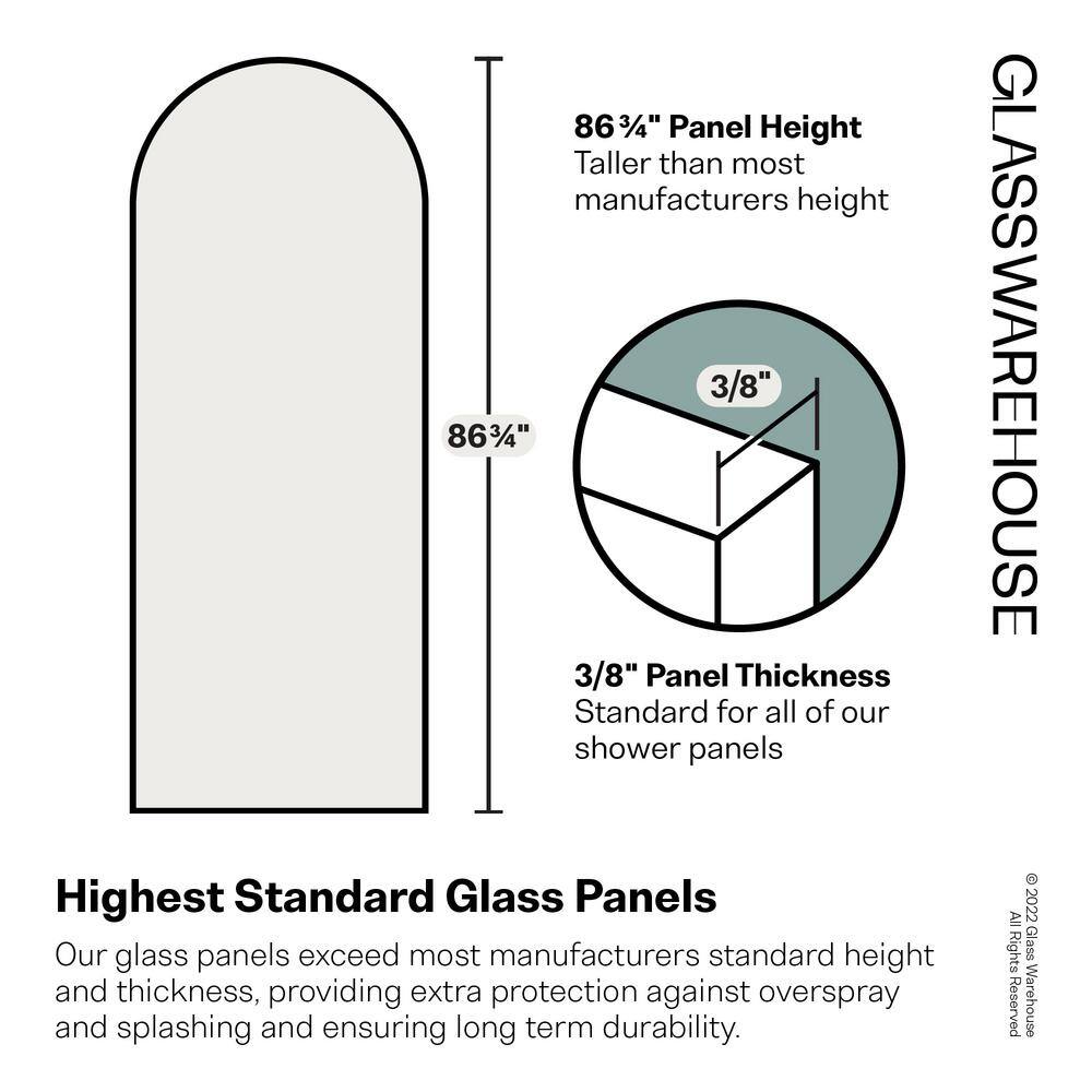 Matte Black Frameless Arched Glass Shower Panel