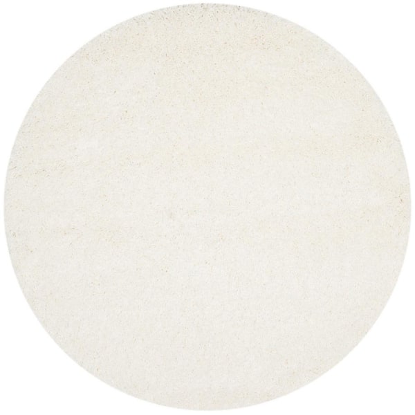 SAFAVIEH California Shag White 5 ft. x 5 ft. Round Solid Area Rug