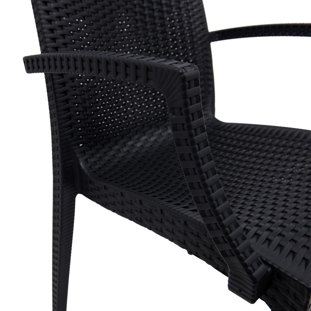 Mace Modern Black Weave Indoor/Outdoor Dining Chair Set of 4