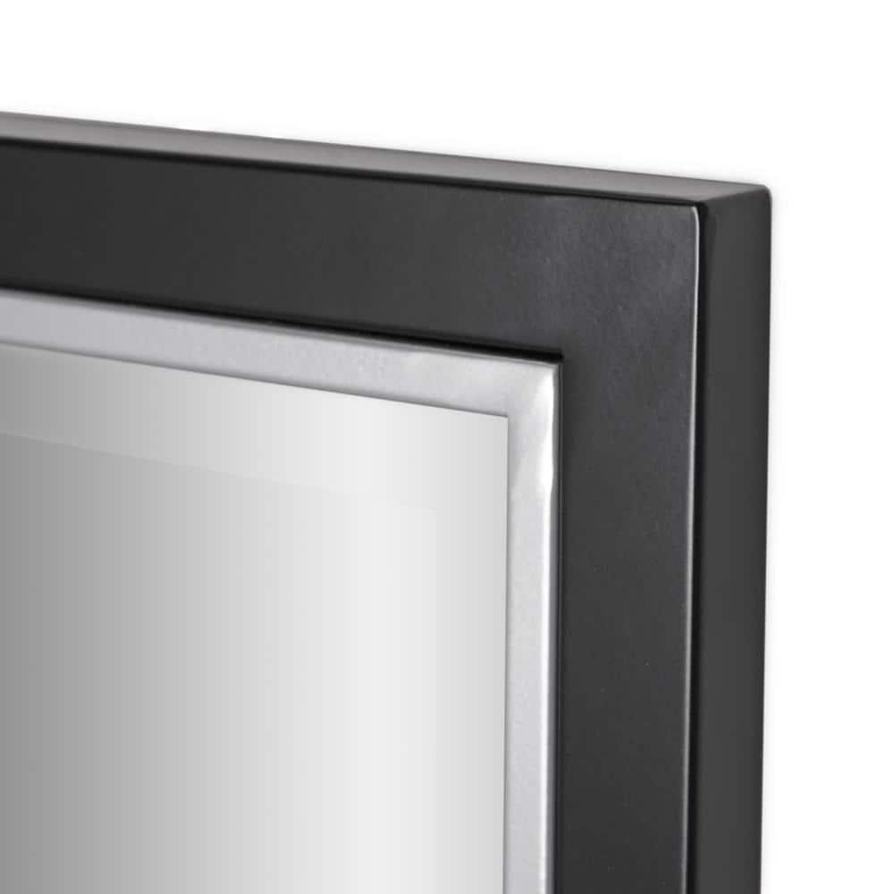 Elegant 24x30 Rectangular Wood and Silver Beveled Wall Mirror