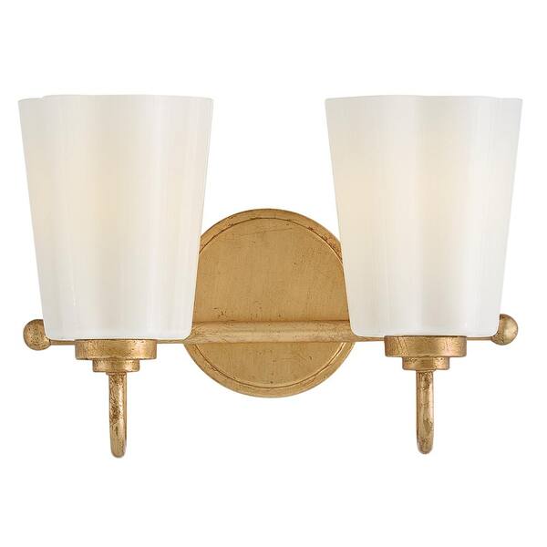 LARK - Honey 13.25 in. 2 Light Distressed Brass Vanity Light