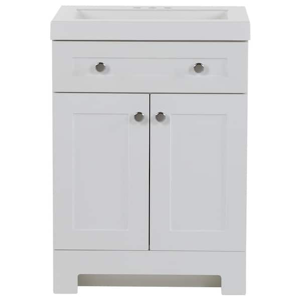 Glacier Bay Everdean 24.50 in. W x 18.75 in. D Bath Vanity in White with Cultured Marble Vanity Top in White with White Basin