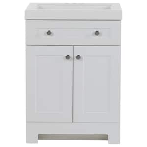 Everdean 25 in. W x 19 in. D x 34 in. H Single Sink Freestanding Bath Vanity in White with White Cultured Marble Top