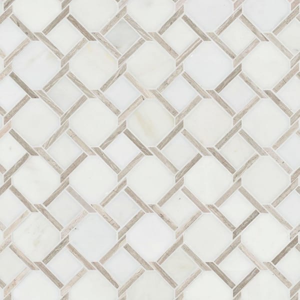 Marbella Lynx 12 in. x 12 in. Polished Marble Mesh-Mounted Mosaic Floor and Wall Tile (10 sq. ft./Case)