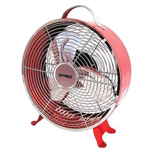 F-6310RD 10 Inch 2 SPeed Portable Retro Drum Fan in Red