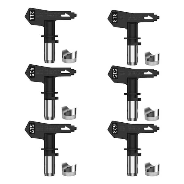 Airless Paint Sprayer Tip Set with 6 Reversible Spray Tips for Home, Deck, Fence and Building Projects