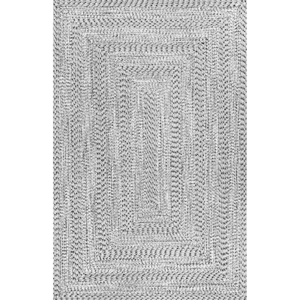 nuLOOM Grey 3 ft. x 5 ft. Rowan Braided Texture Indoor/Outdoor Area Rug