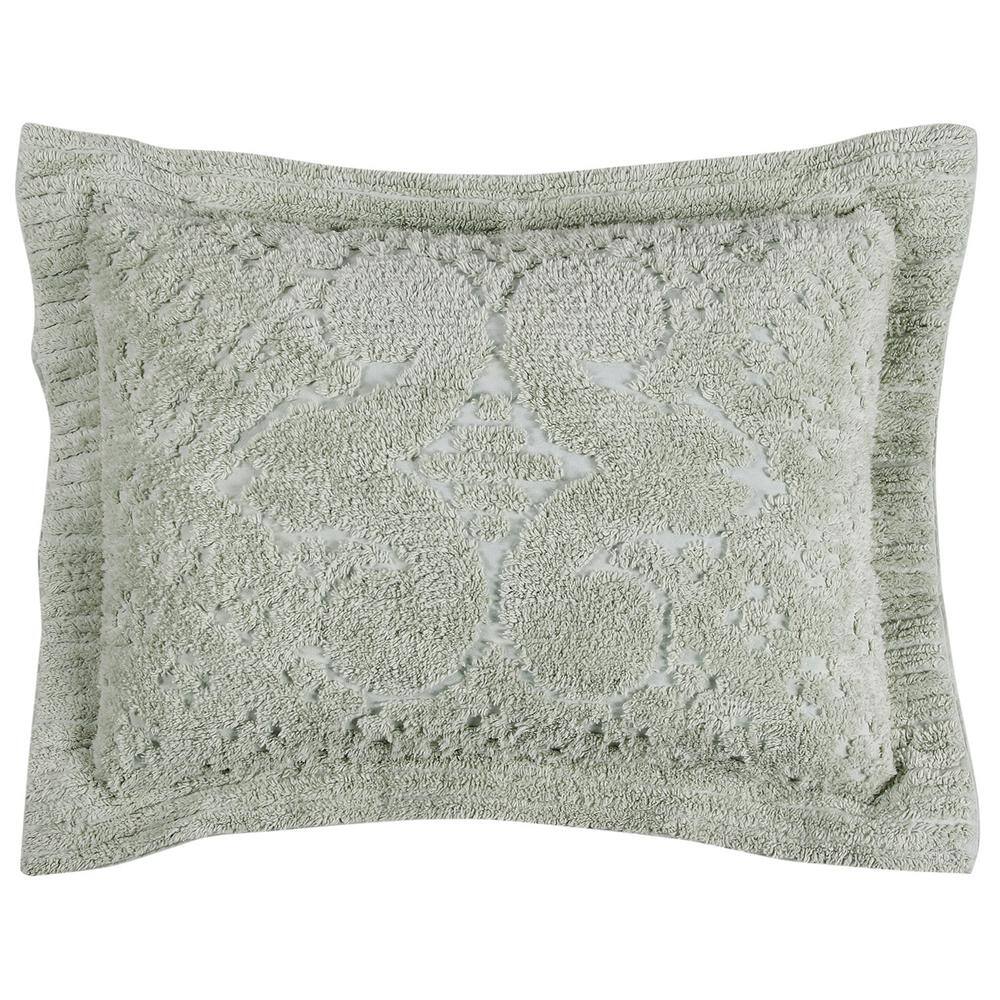 Sage Cotton Twin Reversible Bedspread Set with Textured Accent