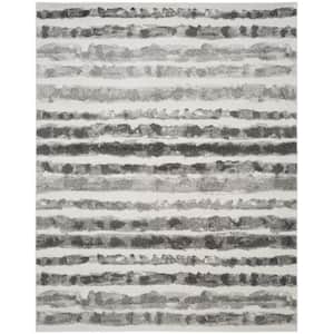Adirondack Ivory/Charcoal 8 ft. x 10 ft. Striped Area Rug