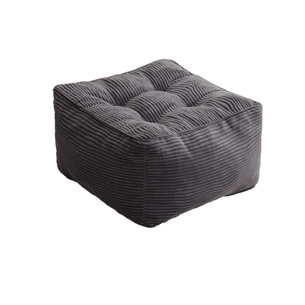 OGETFUUR 21.7 x 21.7 in. Dark Grey Square Outdoor Pouf with Foam