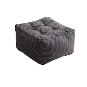 21.7 x 21.7 in. Dark Grey Square Outdoor Pouf with Foam Chunk Filling, Furry and Fluffy Foot Rest for Living Room