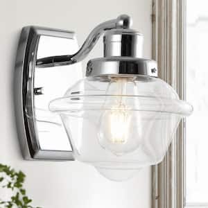 Orleans 7 in. 1-Light Chrome Iron/Glass schoolhouse LED Vanity Light