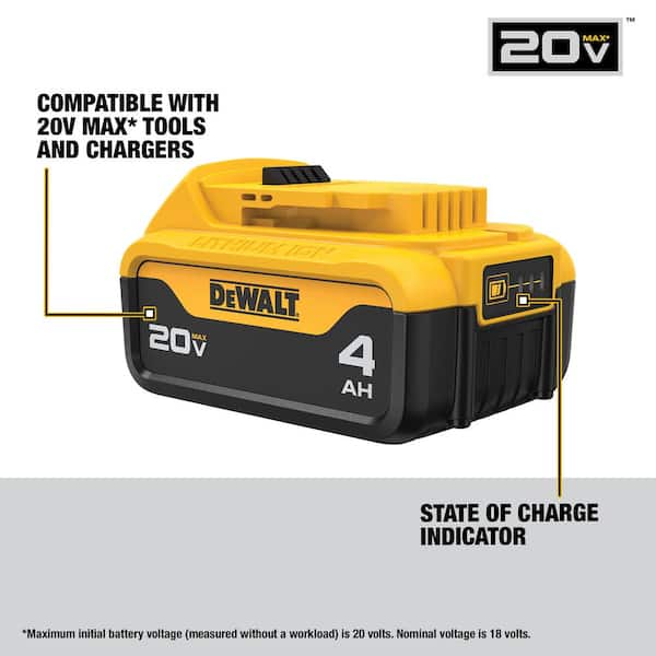 DEWALT - 20V MAX XR Premium Lithium-Ion 6.0Ah Battery, 20V MAX XR 4.0Ah Battery, and 20V MAX 2.0Ah Battery