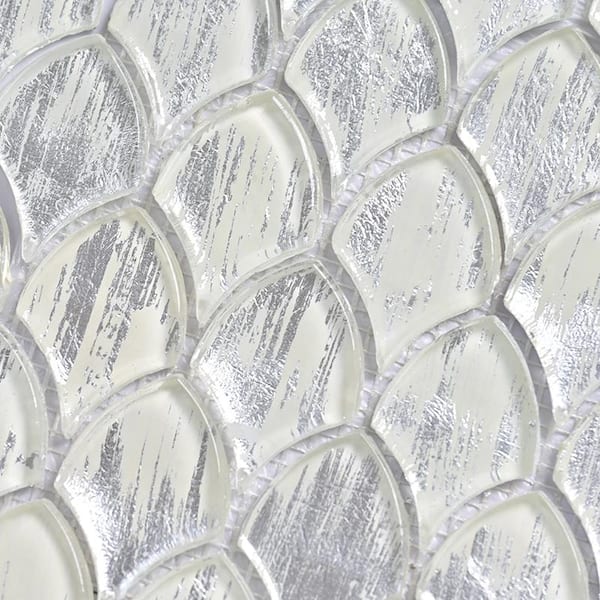 Apollo Tile (Sample) Majeste Dark Silver 4-in x 4-in Glossy Glass Penny Round Patterned Wall Tile