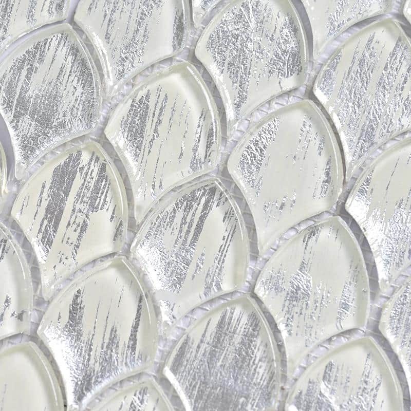Majeste Silver Glass Fish Scale Mosaic Tile