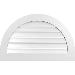 38 in. x 24 in. Round Top Surface Mount PVC Gable Vent: Functional with Standard Frame