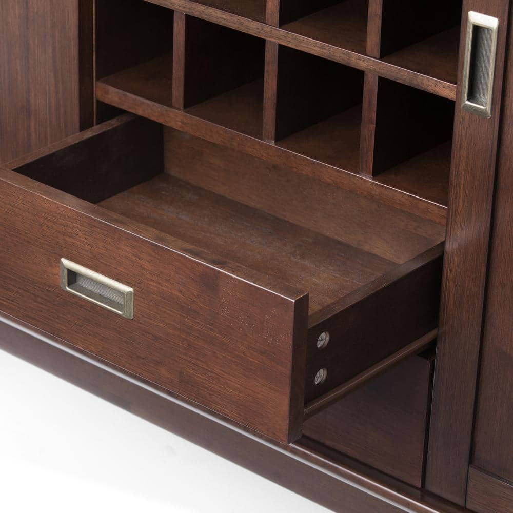 54'' Medium Auburn Brown Solid Hardwood Mid-Century Modern Sideboard