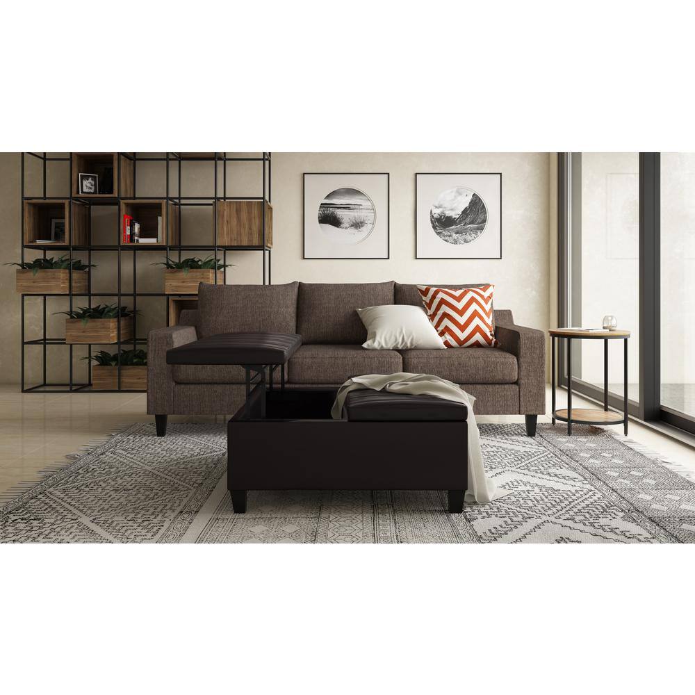 Simpli Home 18.5" Black Metal and Natural Wood Round Side Table