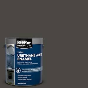 1 gal. #T16-01 Black Pearl Urethane Alkyd Satin Enamel Interior/Exterior Paint