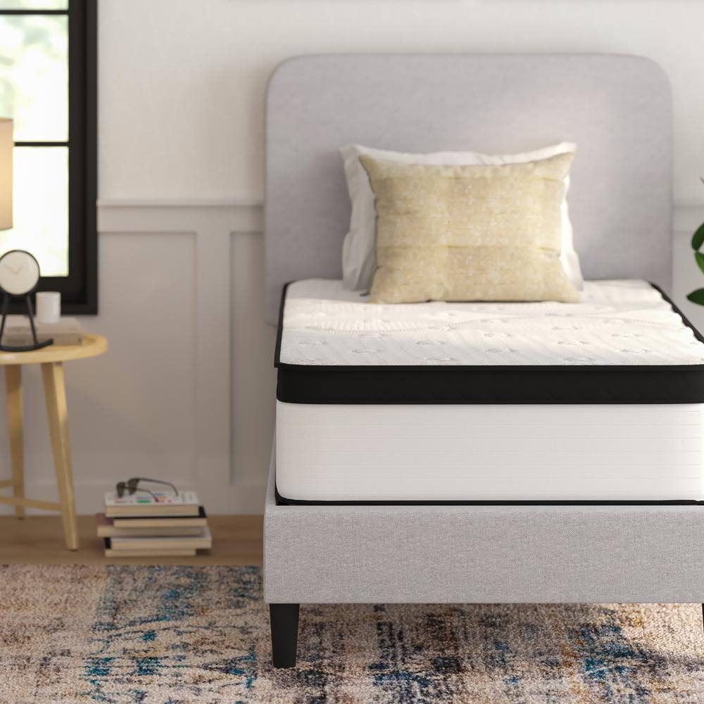 Twin 12" White and Black Innerspring Adjustable Mattress