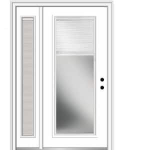 51 in. x 81.75 in. Internal Blinds Left-Hand Full-Lite Primed Steel Prehung Front Door w/ One Sidelite, 4-9/16 in. Frame