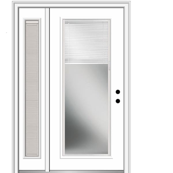 MMI Door 51 in. x 81.75 in. Internal Blinds Left-Hand Full-Lite Primed Steel Prehung Front Door w/ One Sidelite, 4-9/16 in. Frame