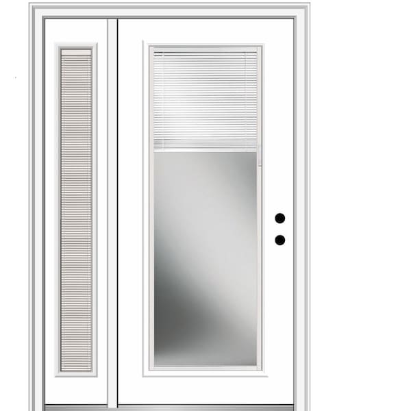 MMI DOOR 53 in. x 81.75 in. Internal Blinds Left-Hand Full-Lite Primed Steel Prehung Front Door w/ One Sidelite, 4-9/16 in. Frame