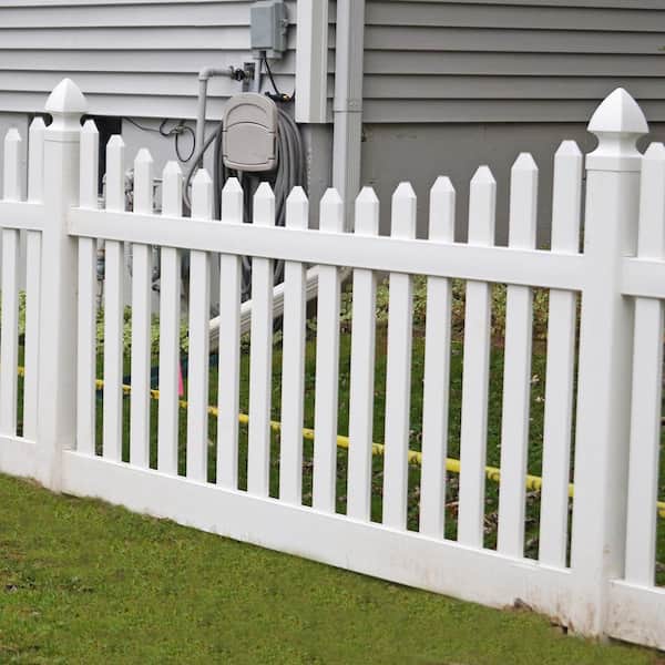 Weatherables Hampshire 4 ft. H x 6 ft. W White Vinyl Picket Fence Panel Kit