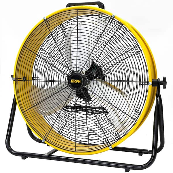 8200 CFM 24 in. Portable High Velocity Drum Fan in Yellow With Powerful 1/3 HP Motor, Turbo Blade, 9ft Power Cord
