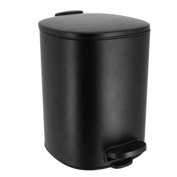 EVIDECO French home goods Mel Free Standing Metal Trash Can with Silent Soft Close Lid 5L - 1.3 Gal. Capacity Black