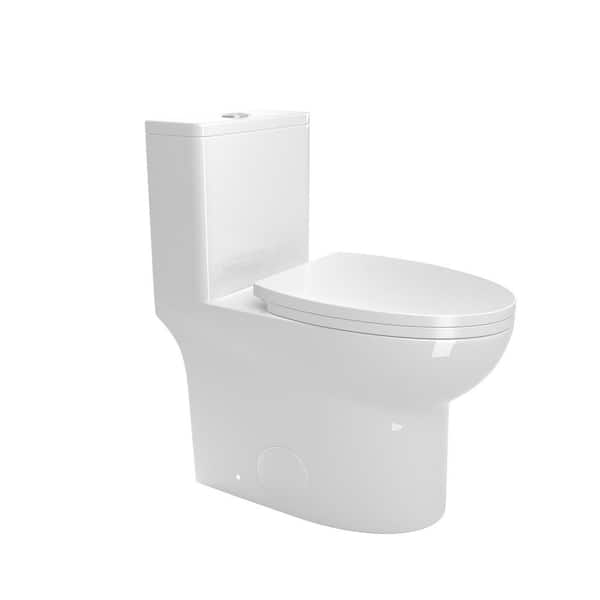 1.1/1.6 GPF 1-Piece Elongated Dual Flush Toilet in White with Soft Close Seat, CUPC Certified, WaterSense Cetified