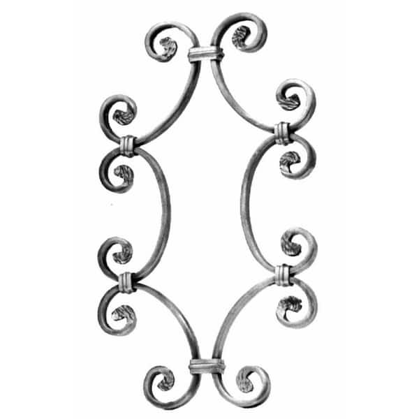 arteferro 15 in. x 9-1/16 in. Raw Iron Scroll With 1/2 in. x 1/4 in. Snap-On Collar For 1/2 in. Bar Or Tube Baluster
