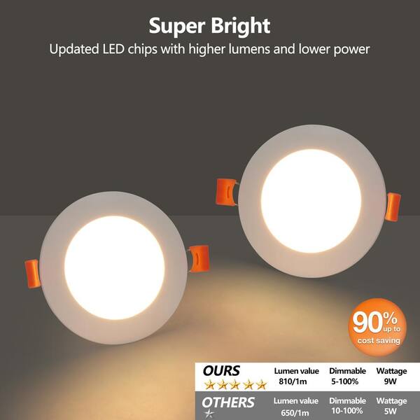 Unbranded - 6 in. Ultra Thin LED Recessed Ceiling Light Canless Dimmable Indoor/Outdoor Integrated LED Light(12-Pack)